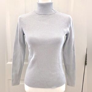 Ralph Lauren Smoke Light Blue Ribbed Turtleneck Sweater